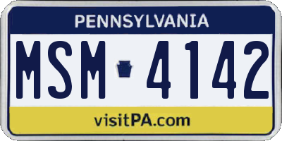PA license plate MSM4142