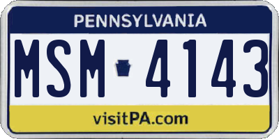 PA license plate MSM4143