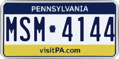 PA license plate MSM4144