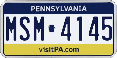 PA license plate MSM4145