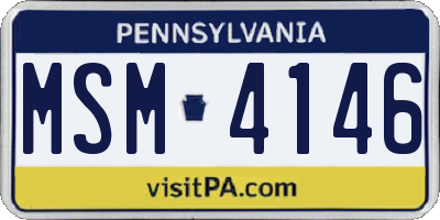 PA license plate MSM4146