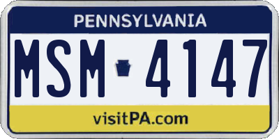 PA license plate MSM4147