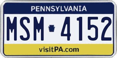 PA license plate MSM4152