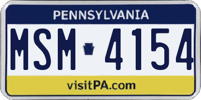 PA license plate MSM4154