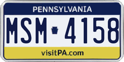 PA license plate MSM4158