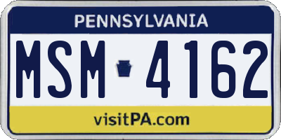PA license plate MSM4162
