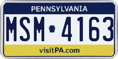 PA license plate MSM4163