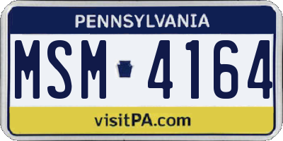 PA license plate MSM4164