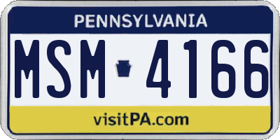 PA license plate MSM4166