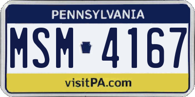 PA license plate MSM4167