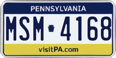 PA license plate MSM4168
