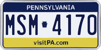 PA license plate MSM4170