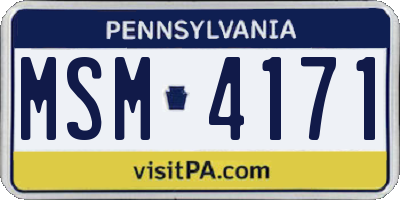 PA license plate MSM4171