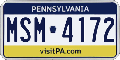 PA license plate MSM4172