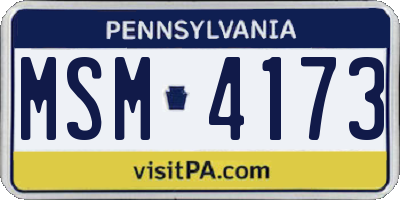 PA license plate MSM4173
