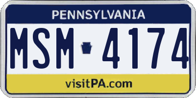 PA license plate MSM4174