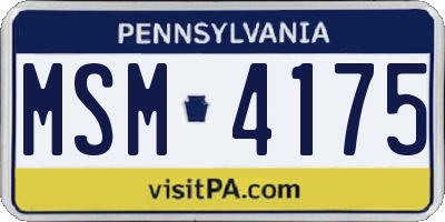PA license plate MSM4175
