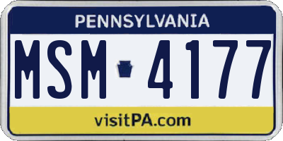 PA license plate MSM4177