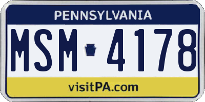 PA license plate MSM4178