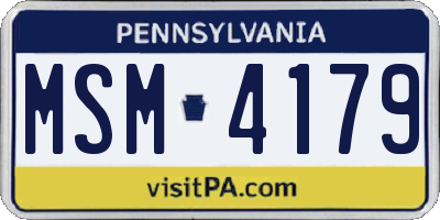 PA license plate MSM4179