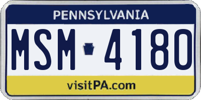 PA license plate MSM4180