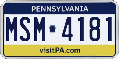 PA license plate MSM4181