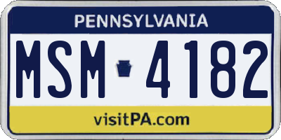 PA license plate MSM4182