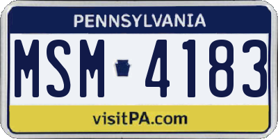 PA license plate MSM4183