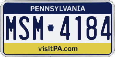 PA license plate MSM4184