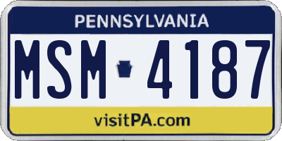 PA license plate MSM4187
