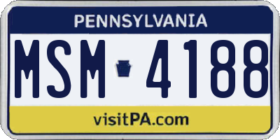 PA license plate MSM4188