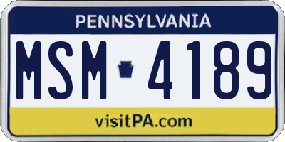 PA license plate MSM4189