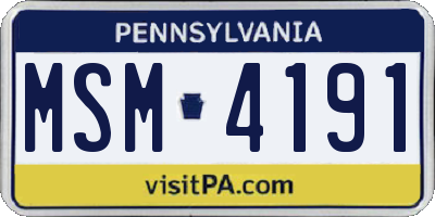 PA license plate MSM4191