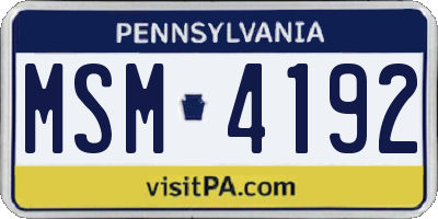 PA license plate MSM4192