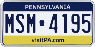 PA license plate MSM4195