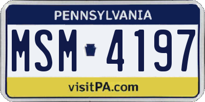 PA license plate MSM4197
