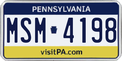 PA license plate MSM4198