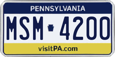 PA license plate MSM4200