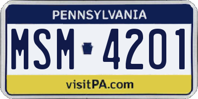 PA license plate MSM4201