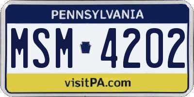 PA license plate MSM4202