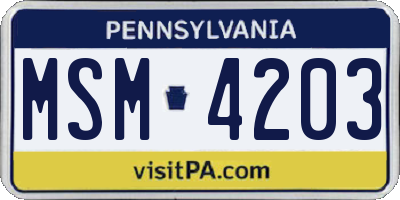 PA license plate MSM4203