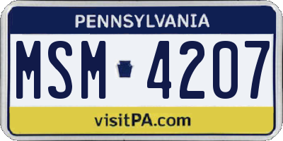 PA license plate MSM4207