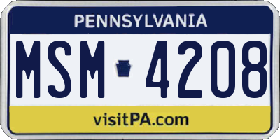 PA license plate MSM4208