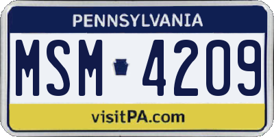 PA license plate MSM4209