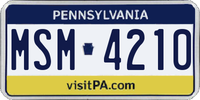 PA license plate MSM4210