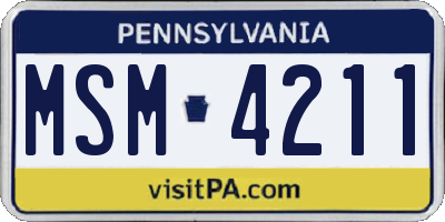 PA license plate MSM4211