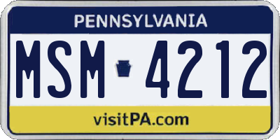 PA license plate MSM4212