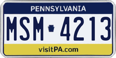 PA license plate MSM4213