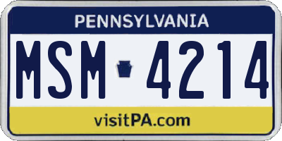 PA license plate MSM4214