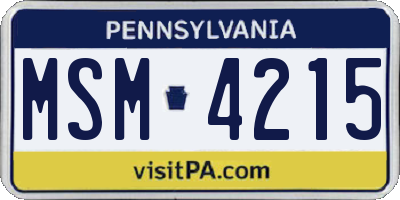 PA license plate MSM4215